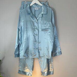 Blue Satin Pajama Set